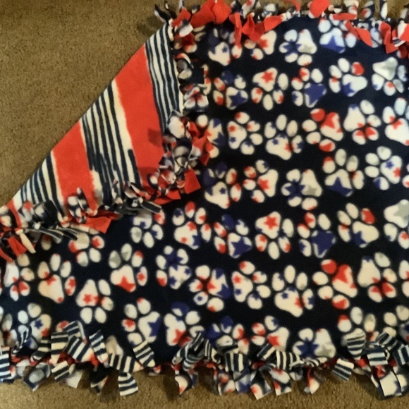 Handmade fleece tie blanket Patriotic Dog Print